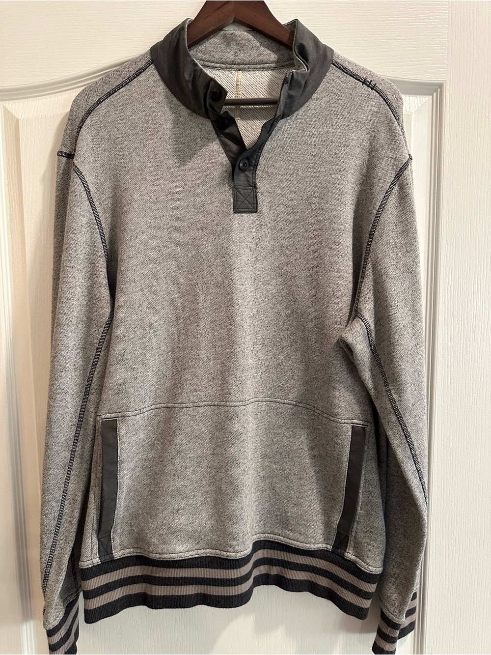 Lululemon Gray Pullover Sweatshirt with Dark Trim